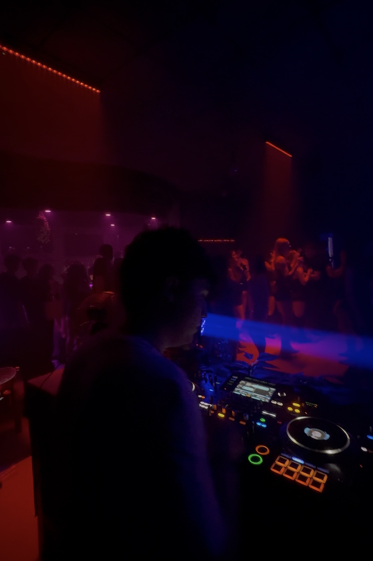 DJ mixing equipment setup
