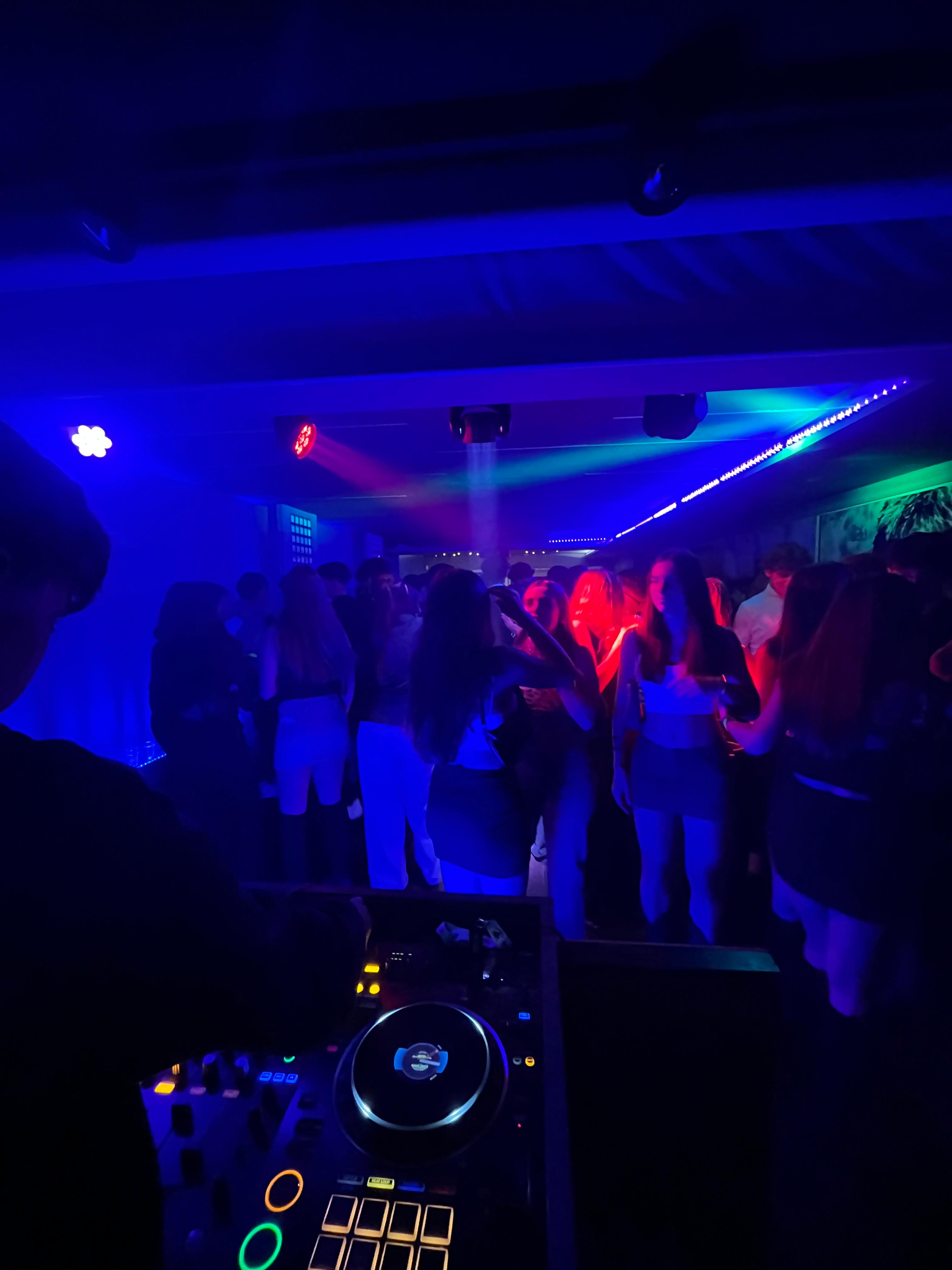 DJ mixing equipment setup